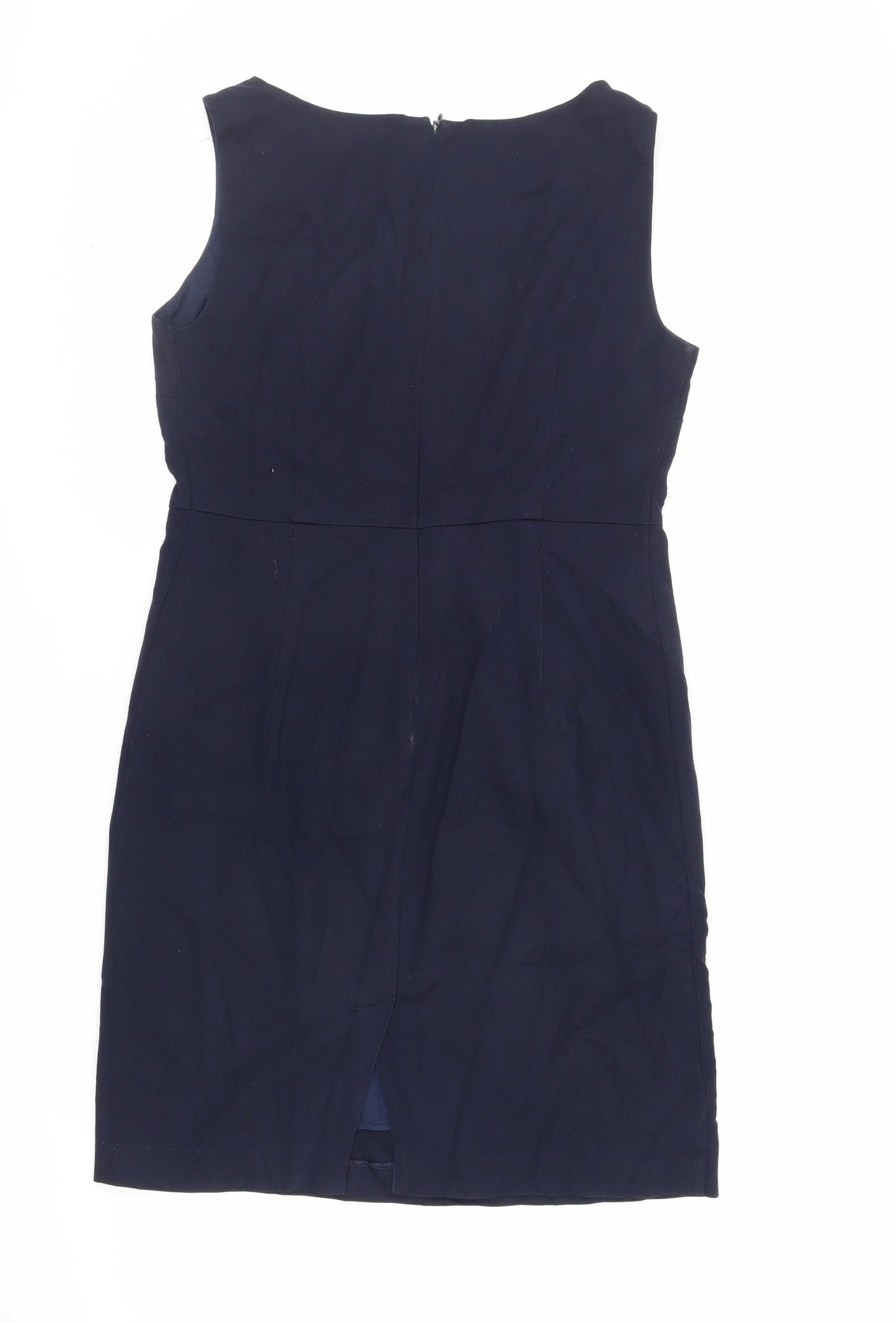 NEXT Womens Blue Polyester Pencil Dress Size 12 Boat Neck Zip