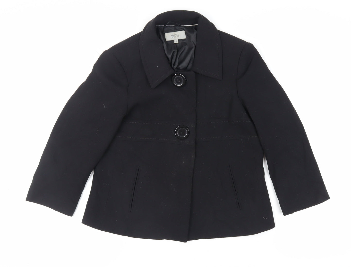 Marks and Spencer Womens Black Jacket Blazer Size 12 Button
