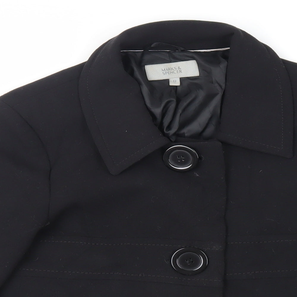 Marks and Spencer Womens Black Jacket Blazer Size 12 Button