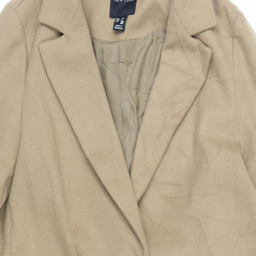 New Look Womens Beige Overcoat Coat Size 10 Button