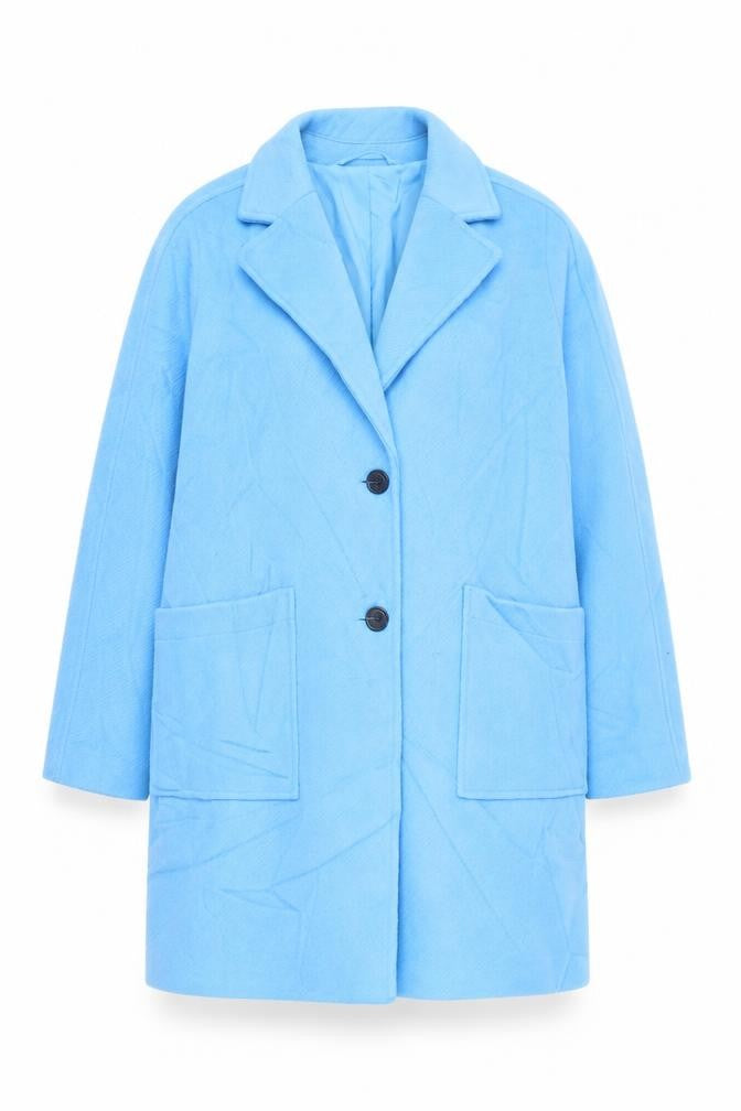 Marks & Spencer Womens Blue Overcoat Coat Size 12 Button