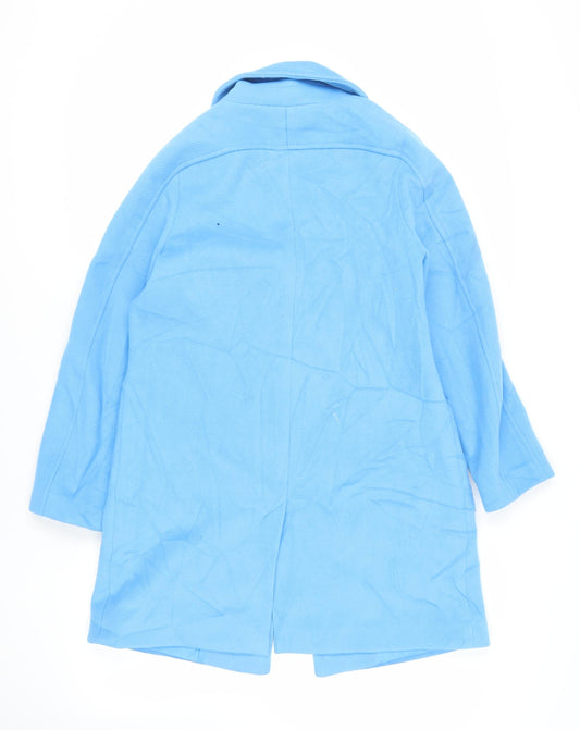 Marks and Spencer Womens Blue Overcoat Coat Size 12 Button