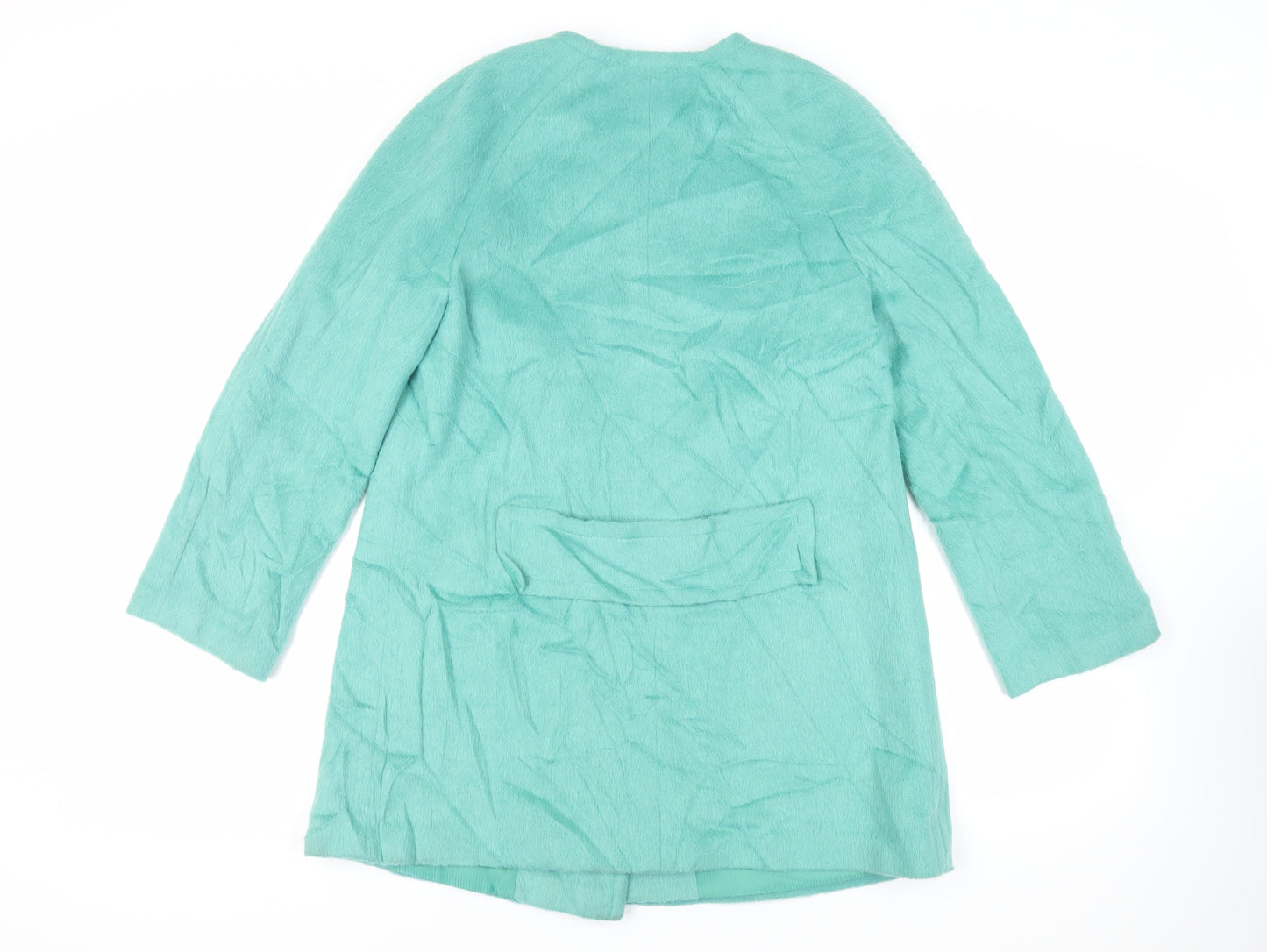 Per Una Womens Green Pea Coat Coat Size 12 Button