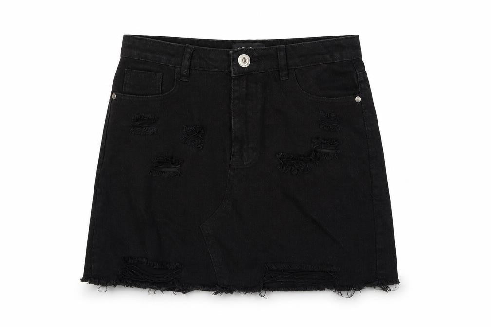 Denim Club Womens Black Cotton A-Line Skirt Size 8 Zip