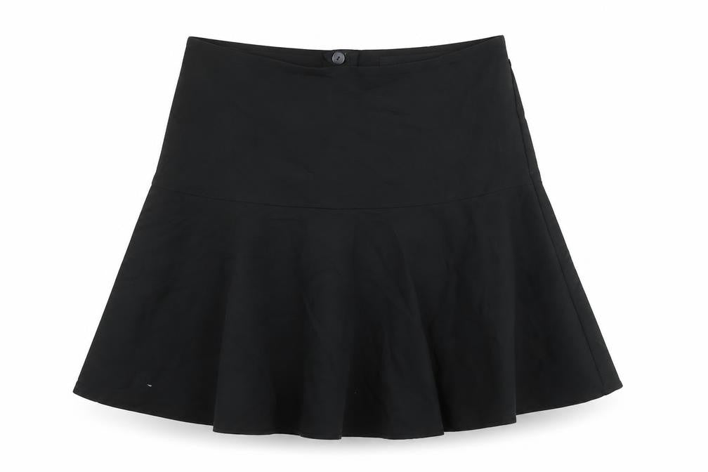 Next Womens Black Cotton A-Line Skirt Size 12 Zip