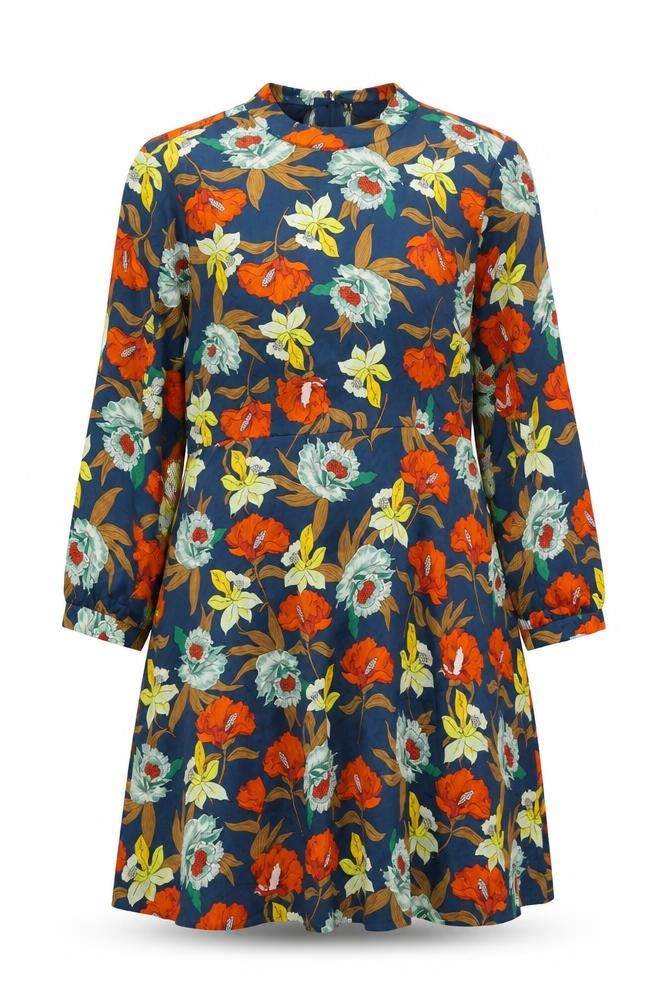 Lovedrobe Womens Multicoloured Floral Polyester Shift Size 26 Mock Neck Zip - Tie