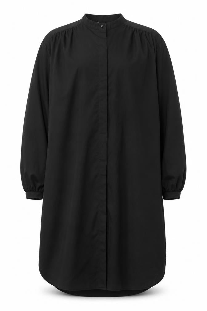 H&M Womens Black Polyester Shirt Dress Size S Round Neck Button