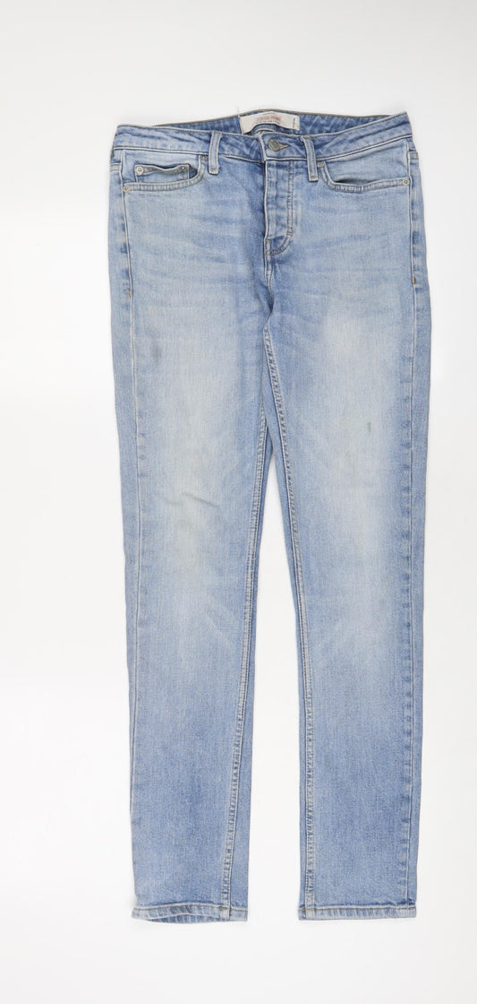 Topman Mens Blue Cotton Skinny Jeans Size 28 in L30 in Regular Zip - Short Leg