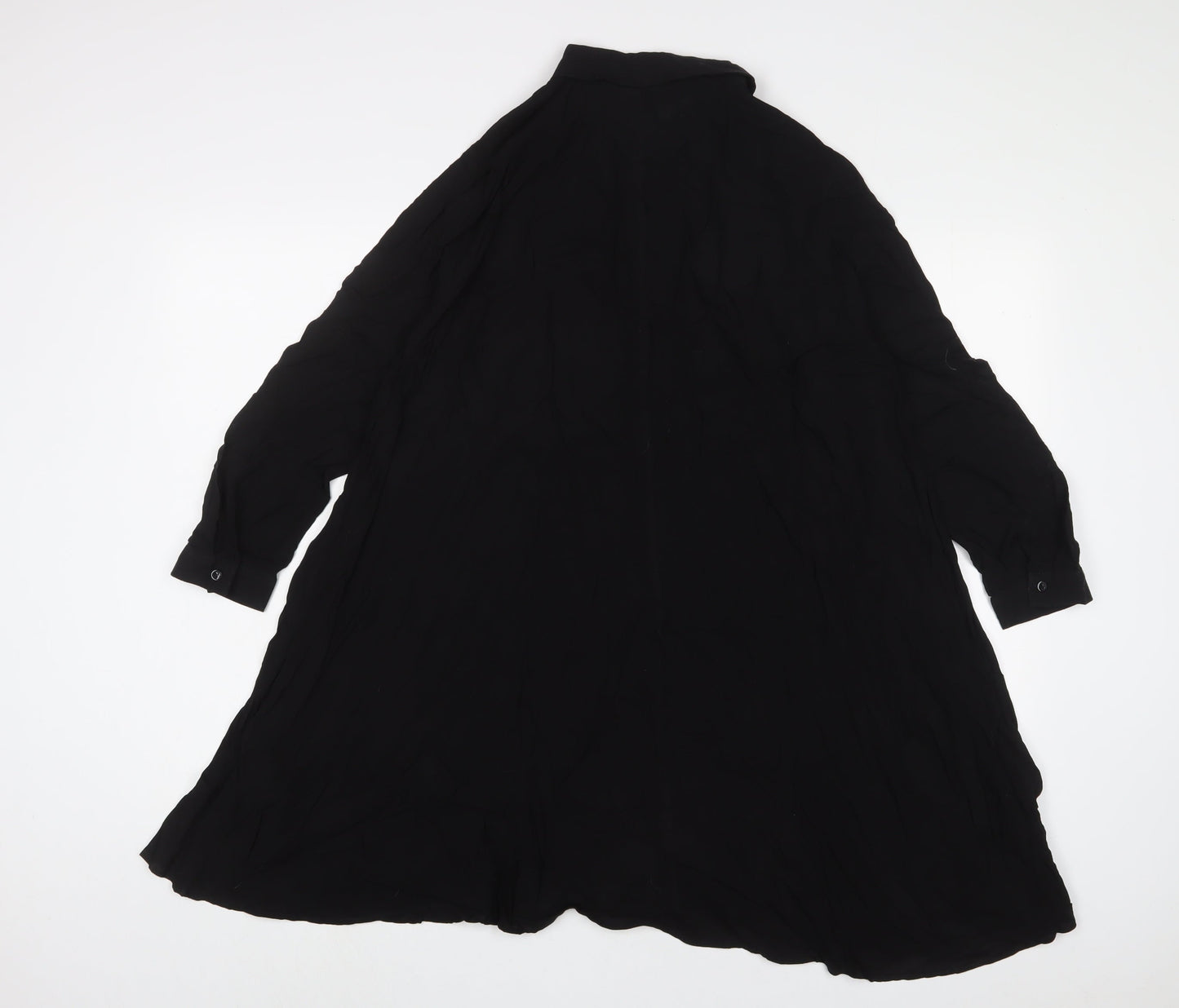 Zara Womens Black Viscose Tunic Button-Up Size M Collared