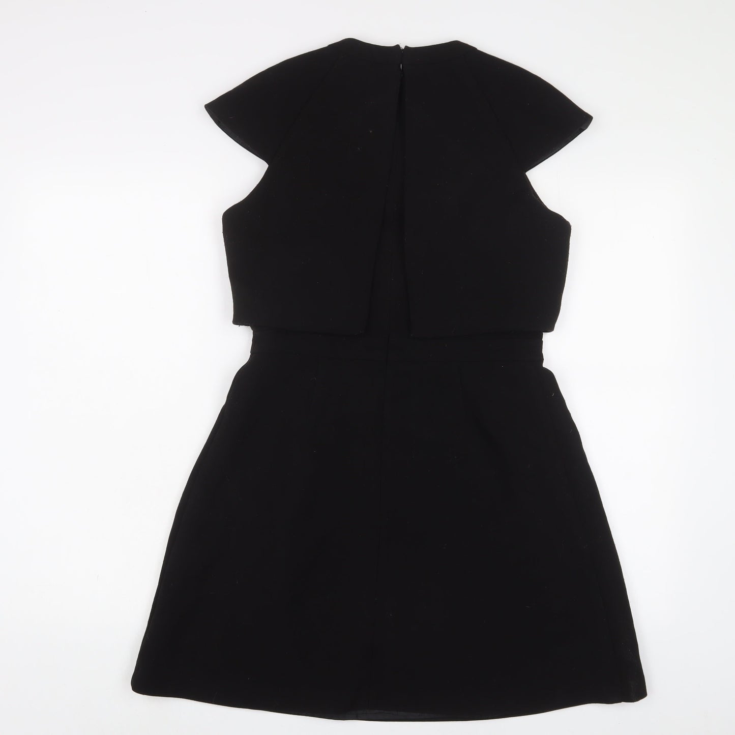 ASOS Womens Black Polyester A-Line Size 10 Crew Neck Zip