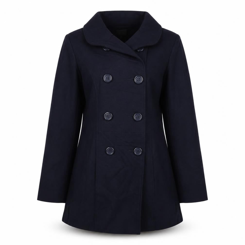 Evita Womens Blue Overcoat Coat Size 12 Button
