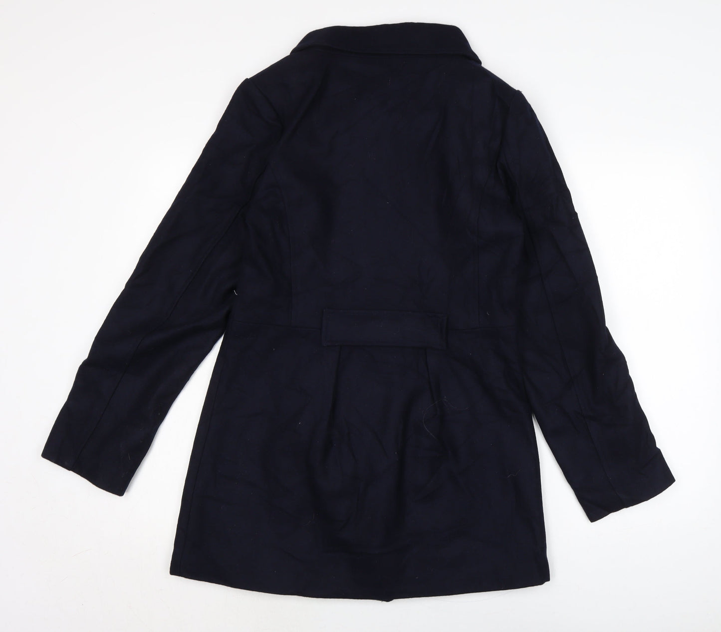 Evita Womens Blue Overcoat Coat Size 12 Button