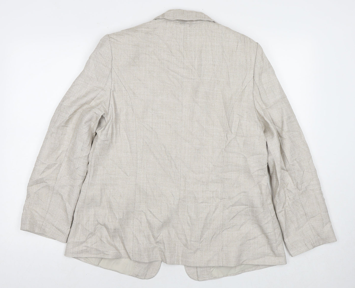EWM Womens Beige Jacket Blazer Size 16 Hook & Eye