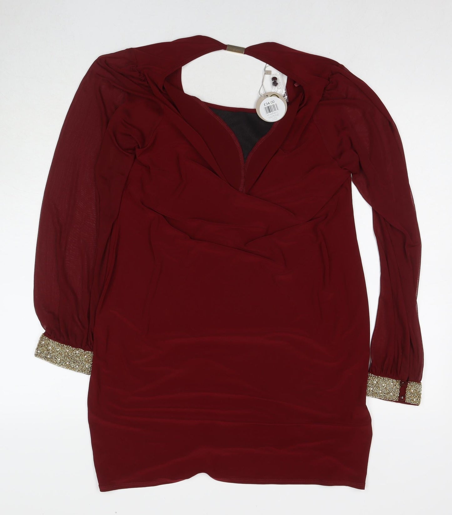 Apricot Womens Red Polyester A-Line Size 16 Round Neck Pullover