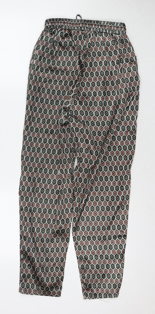 PRETTYLITTLETHING Womens Multicoloured Geometric Polyester Harem Trousers Size 6 L25 in Regular Drawstring
