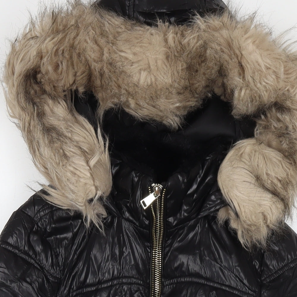 River Island Womens Black Quilted Jacket Size 8 Zip