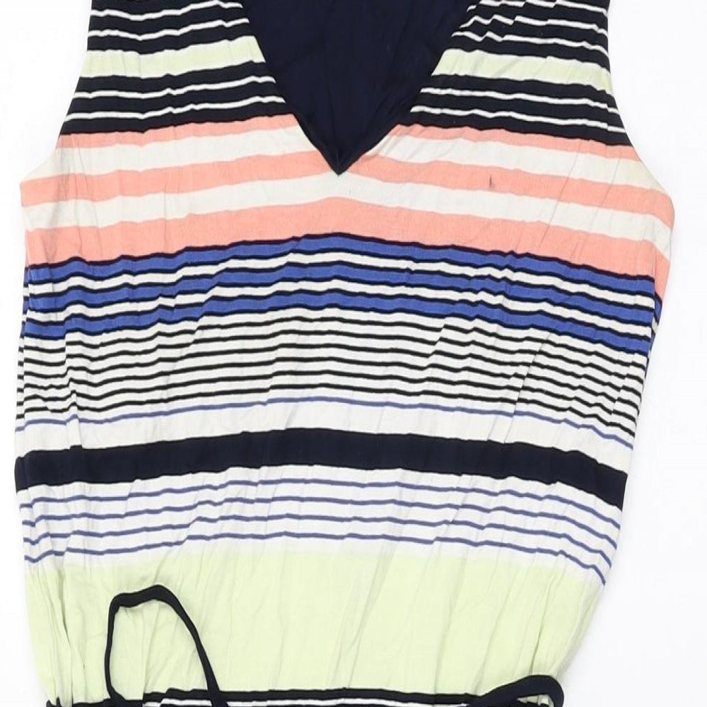 Oasis Womens Blue Striped Viscose Bodycon Size XS V-Neck Pullover