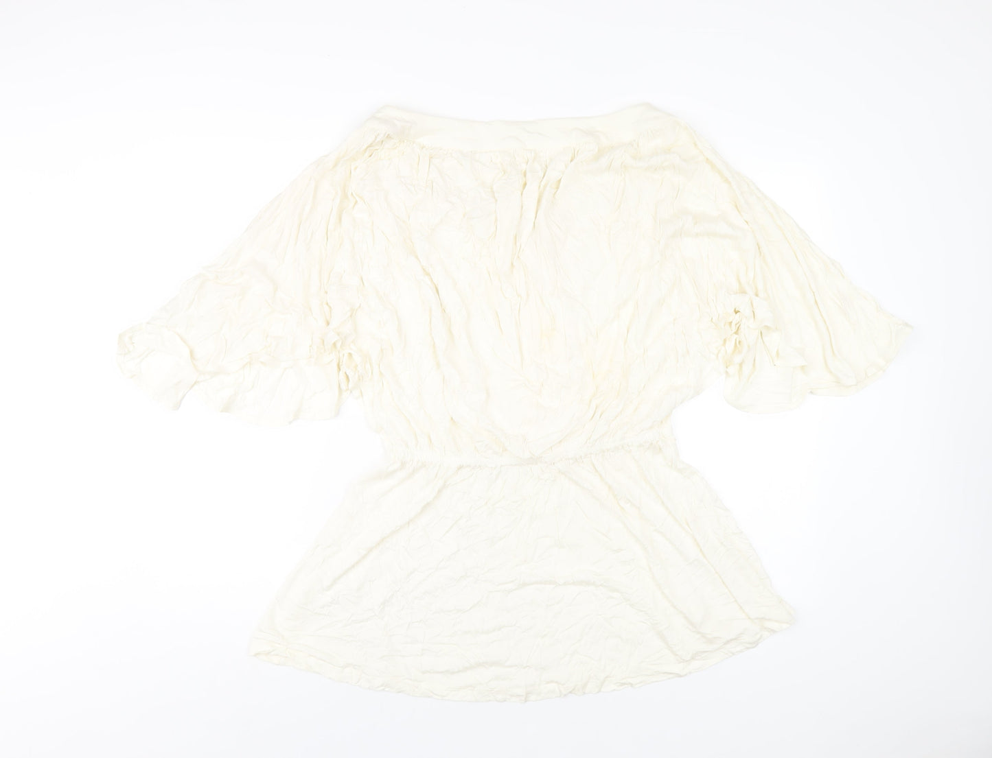 NEXT Womens Ivory Viscose Basic T-Shirt Size 12 Round Neck