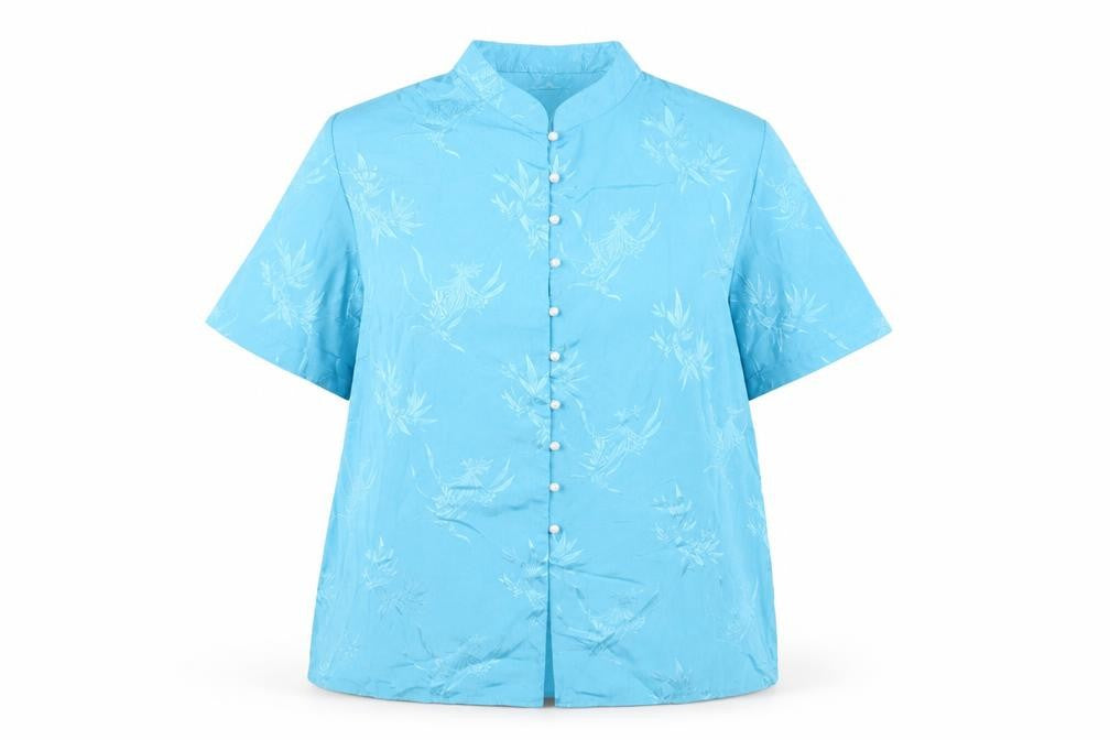 Bonmarché Womens Blue Polyester Basic Button-Up Size 22 Mock Neck