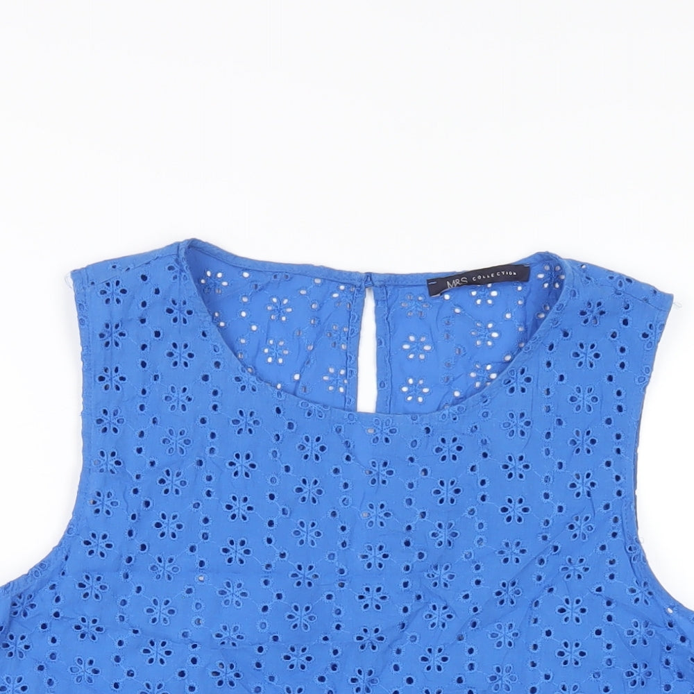 Marks and Spencer Womens Blue Cotton Basic Tank Size 16 Round Neck