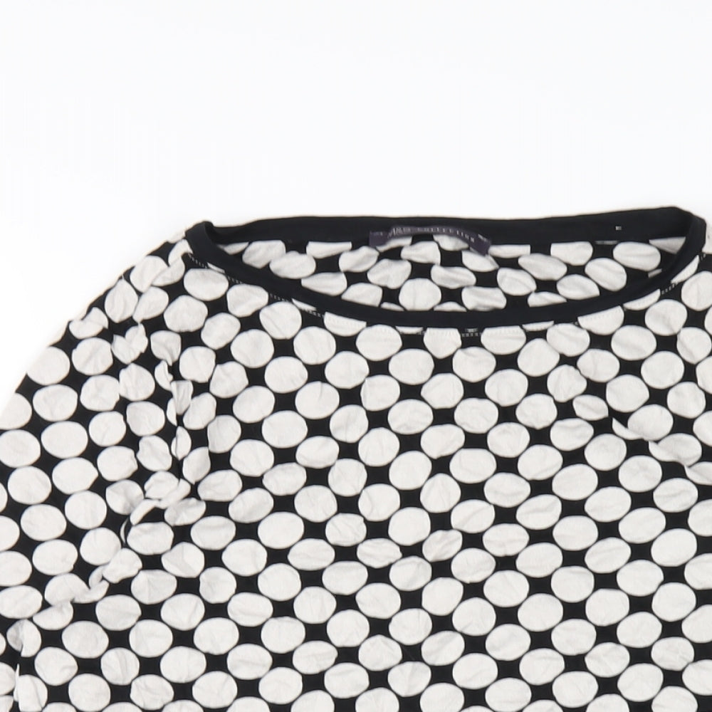 Marks and Spencer Womens Black Polka Dot Polyester Basic T-Shirt Size 8 Round Neck