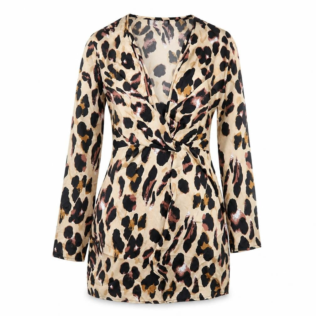 Missguided Womens Brown Animal Print Polyester A-Line Size 10 V-Neck Zip
