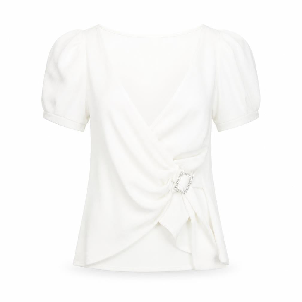 River Island Womens White Polyester Wrap Blouse Size 12 V-Neck