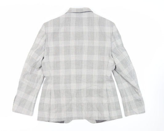 Marks and Spencer Mens Grey Plaid Polyester Jacket Suit Jacket Size 38 Regular
