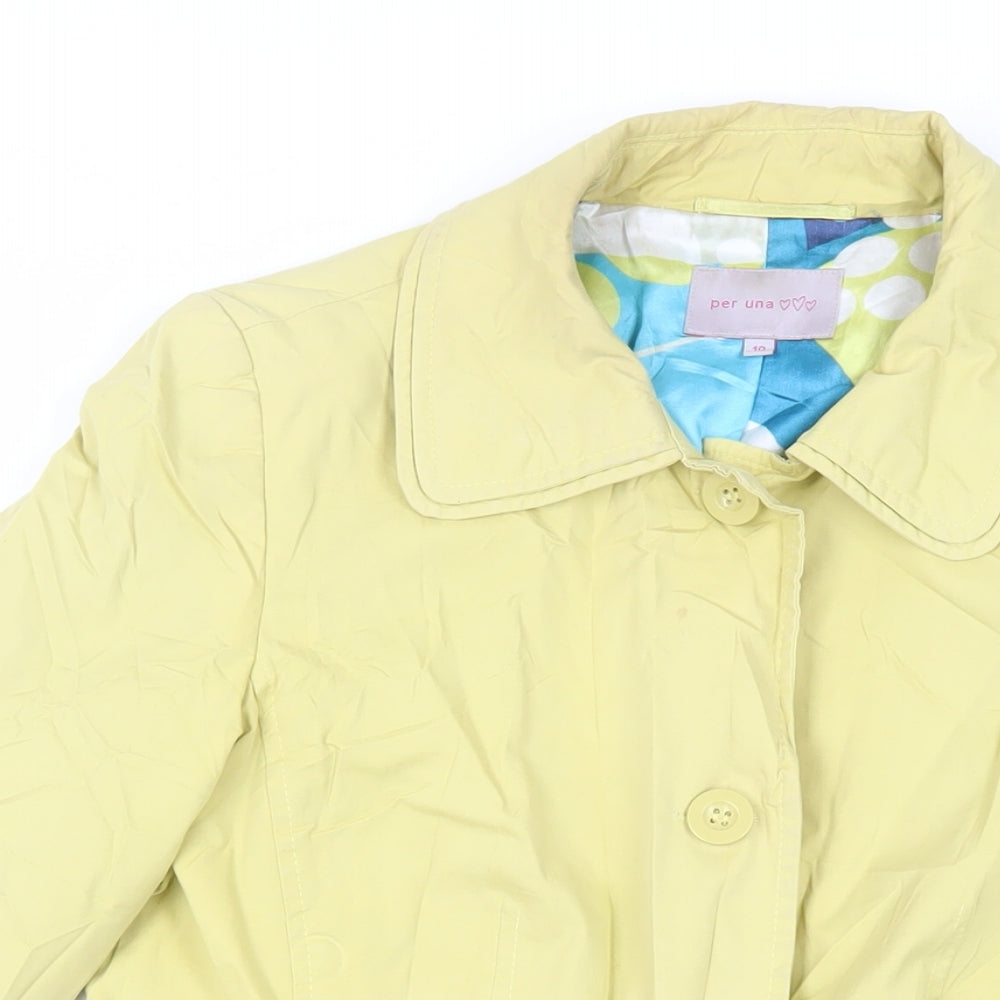 Per Una Womens Yellow Overcoat Coat Size 10 Button