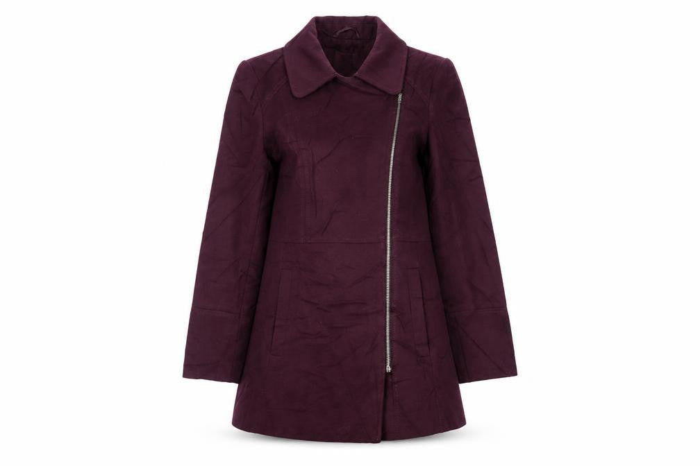 Debenhams Womens Purple Overcoat Coat Size 8 Zip