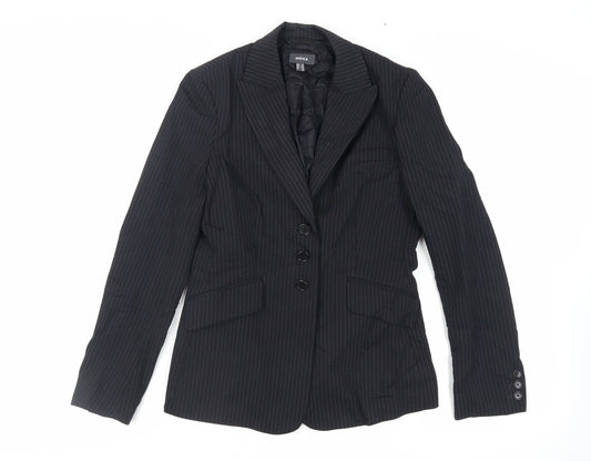 Mexx Womens Black Striped Jacket Blazer Size 10 Button