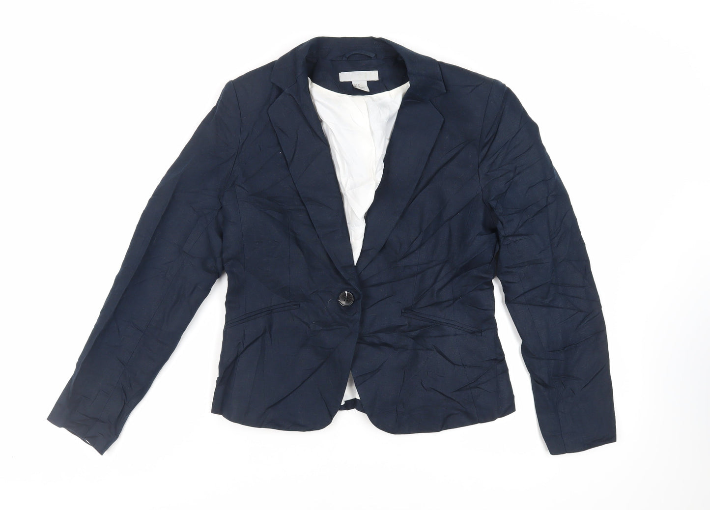 H&M Womens Blue Jacket Blazer Size 10 Button