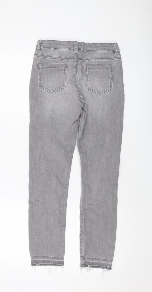 Mint Velvet Girls Grey Cotton Straight Jeans Size 11-12 Years Regular Button
