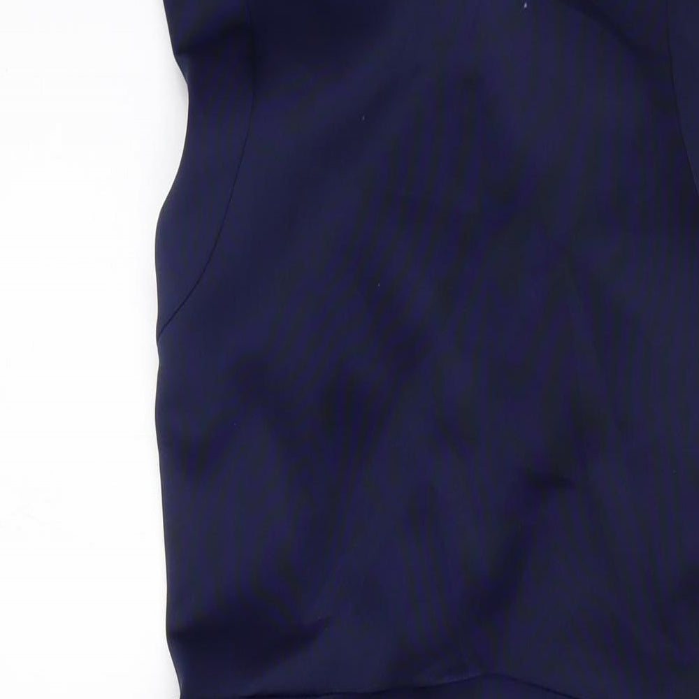 Topshop Womens Blue Polyester Bodycon Size 10 Round Neck Button
