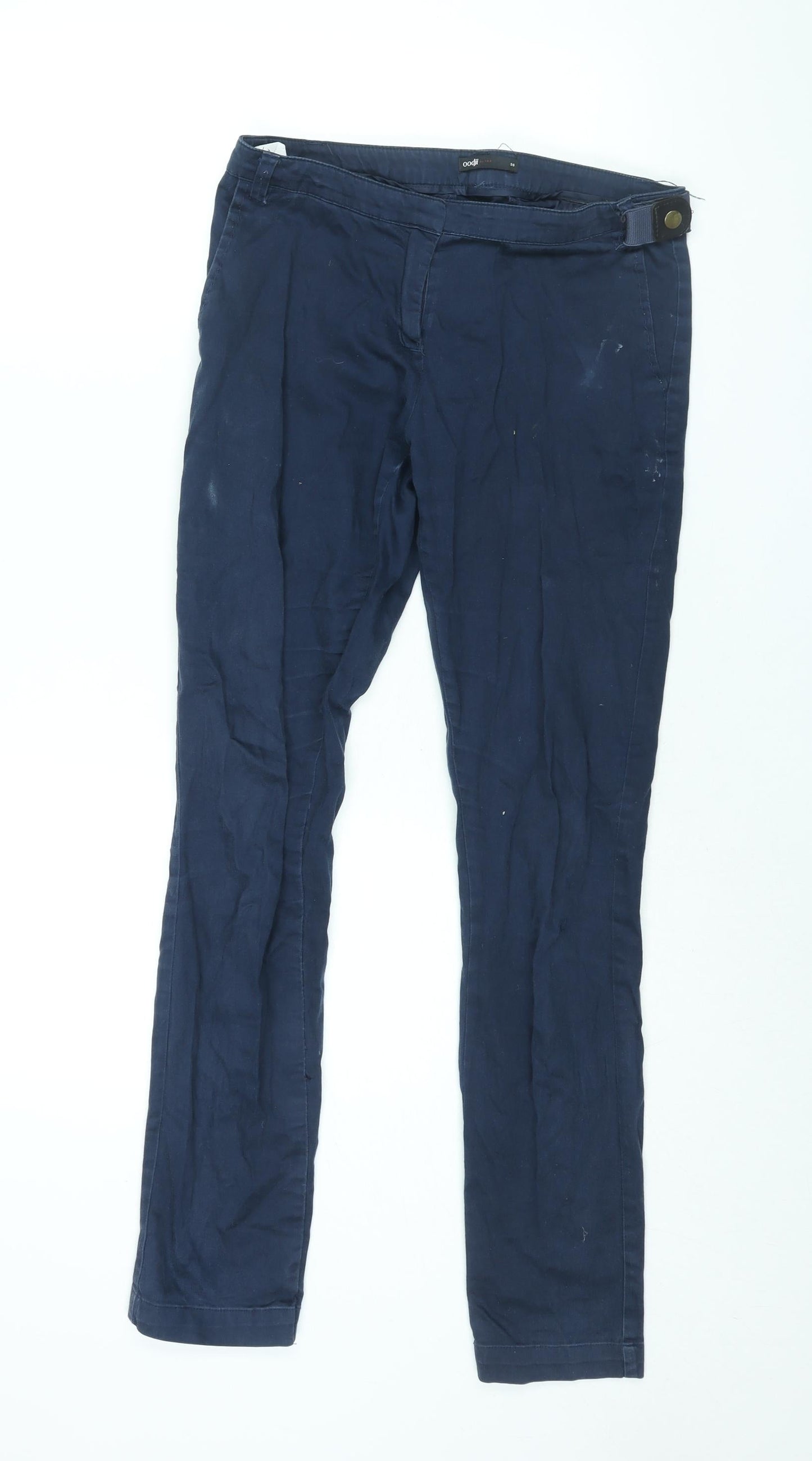 Oodji Womens Black Cotton Chino Trousers Size 10 L30 in Regular Zip - Adjustable Waist