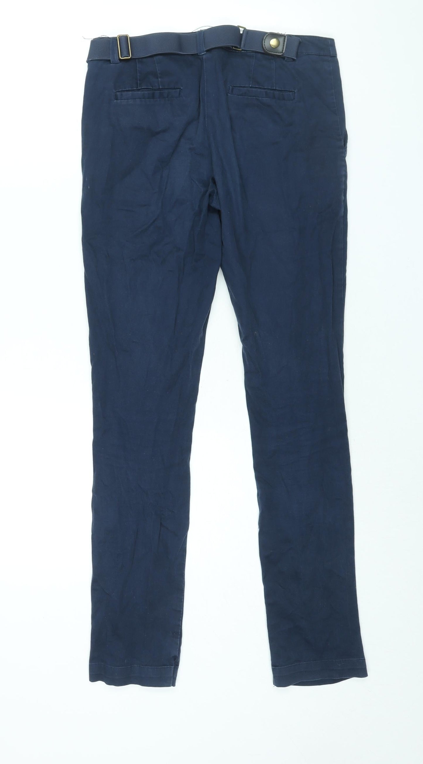 Oodji Womens Black Cotton Chino Trousers Size 10 L30 in Regular Zip - Adjustable Waist