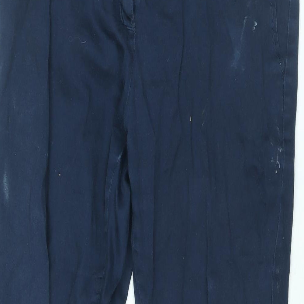 Oodji Womens Black Cotton Chino Trousers Size 10 L30 in Regular Zip - Adjustable Waist
