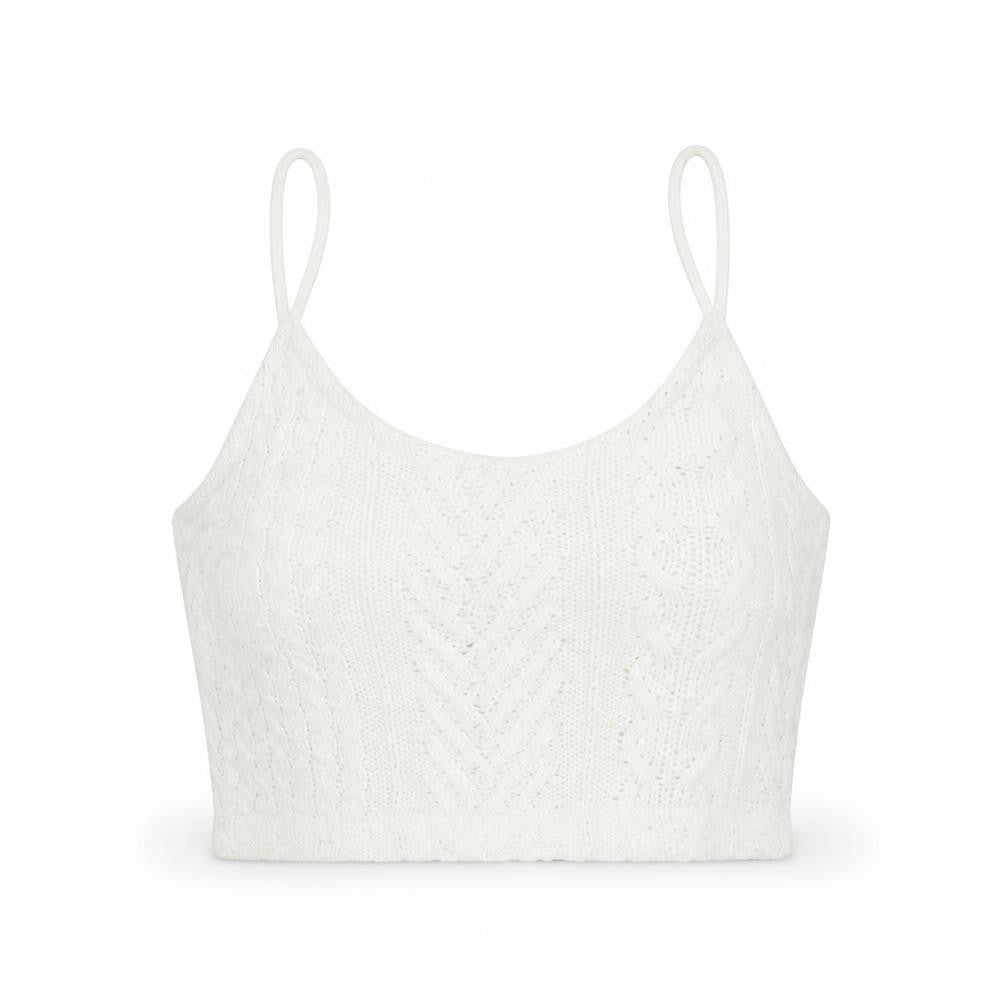 Stradivarius Womens Ivory Scoop Neck Viscose Vest Jumper Size S - Cropped