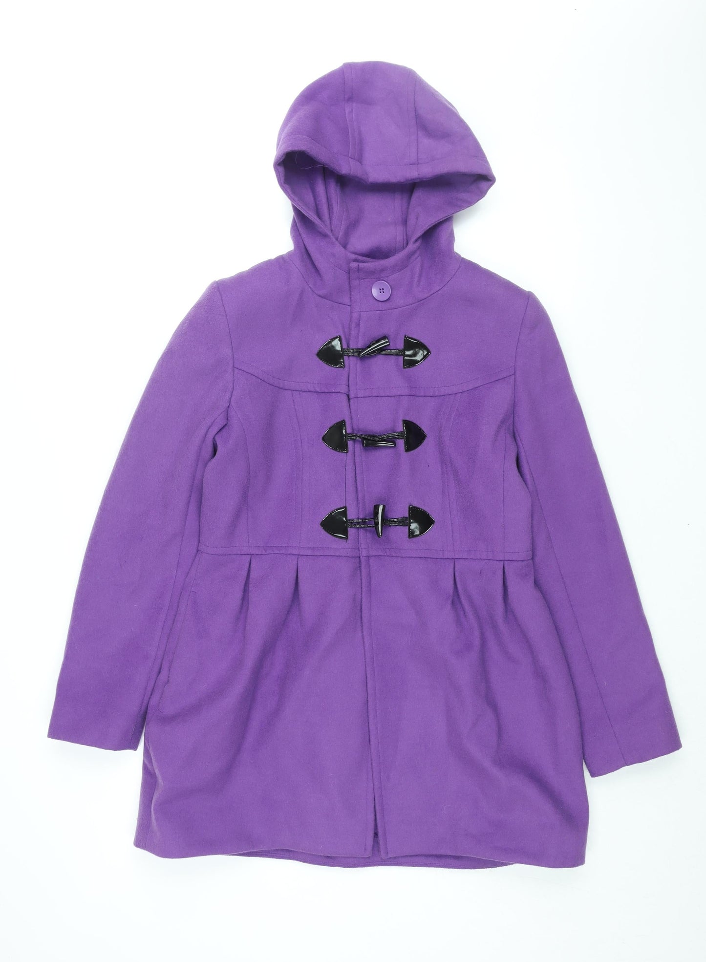 Select Womens Purple Pea Coat Coat Size 12 Toggle - Pleated