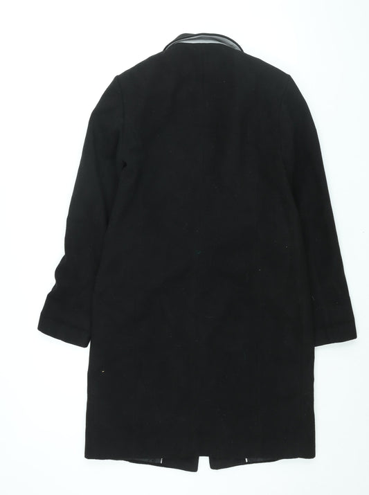 Marks and Spencer Womens Black Overcoat Coat Size 8 Snap