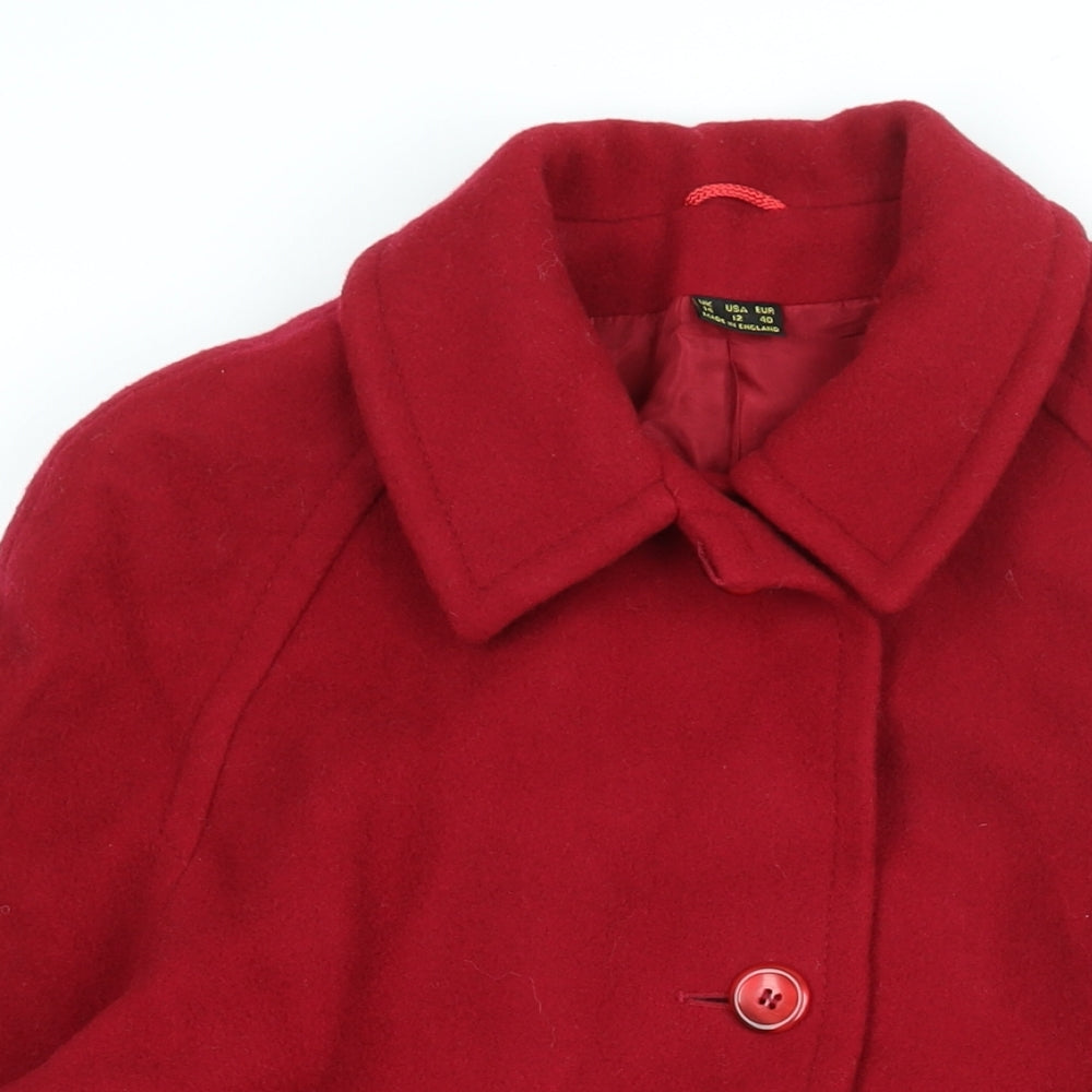 Lampert Womens Red Overcoat Coat Size 14 Button - Vintage