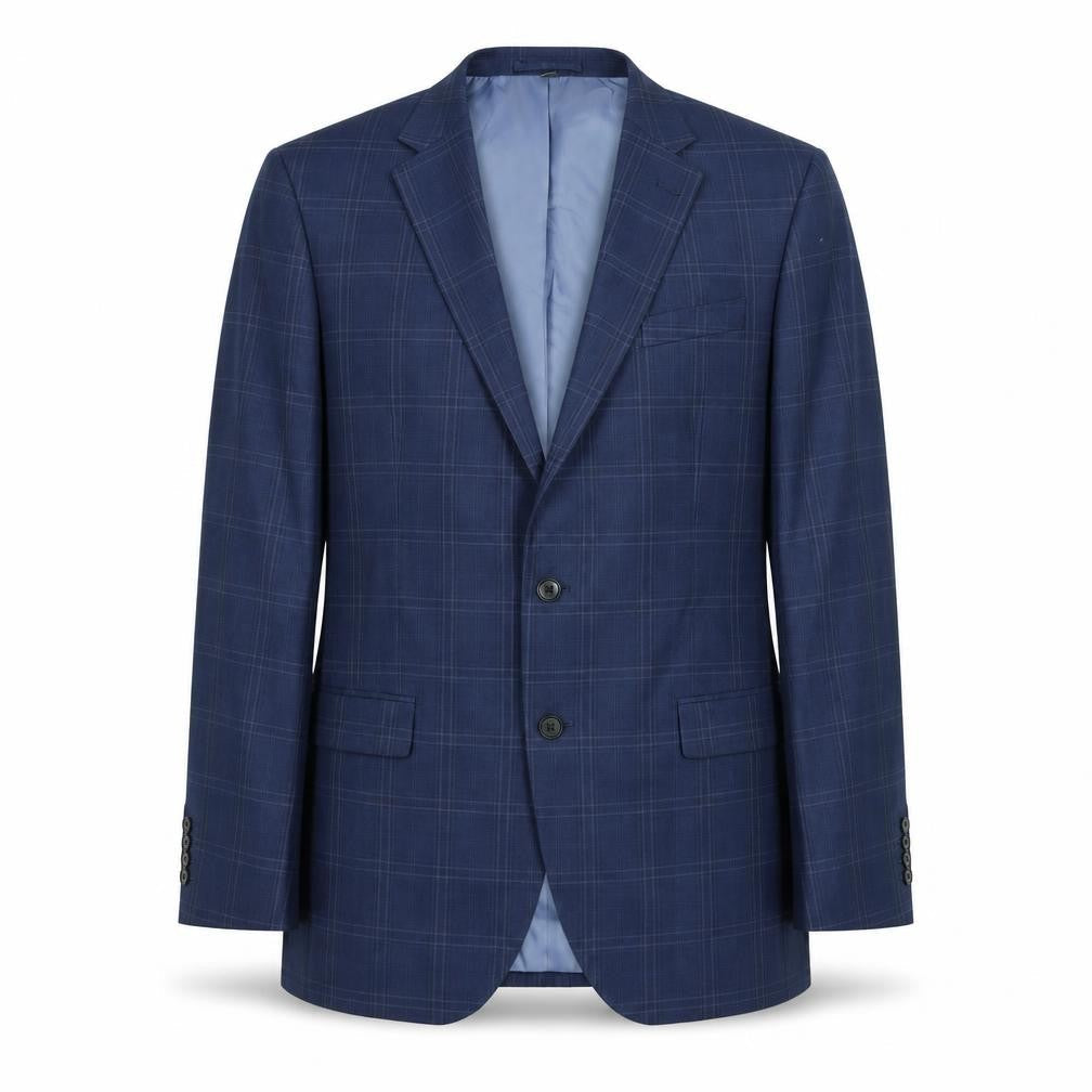 Marks and Spencer Mens Blue Check Polyester Jacket Suit Jacket Size 44 Regular