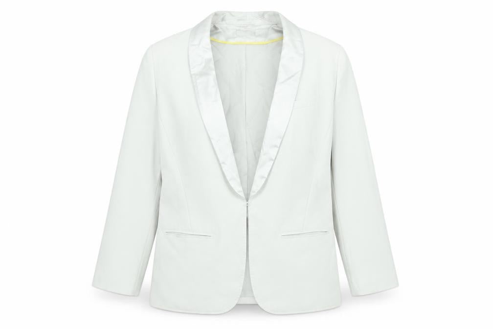 United Colors of Benetton Womens Grey Jacket Blazer Size 14 Button - Satin Lapel