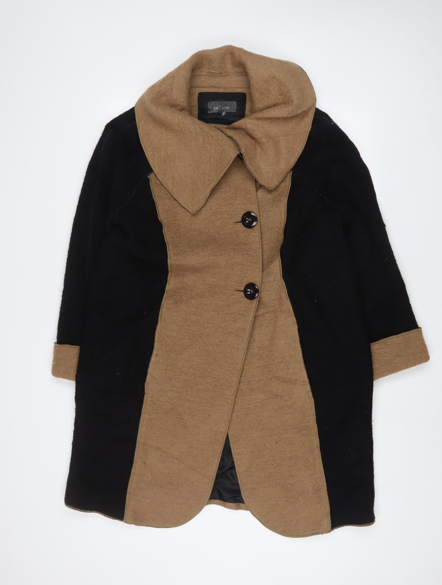 Per Una Womens Black Overcoat Coat Size 14 Button