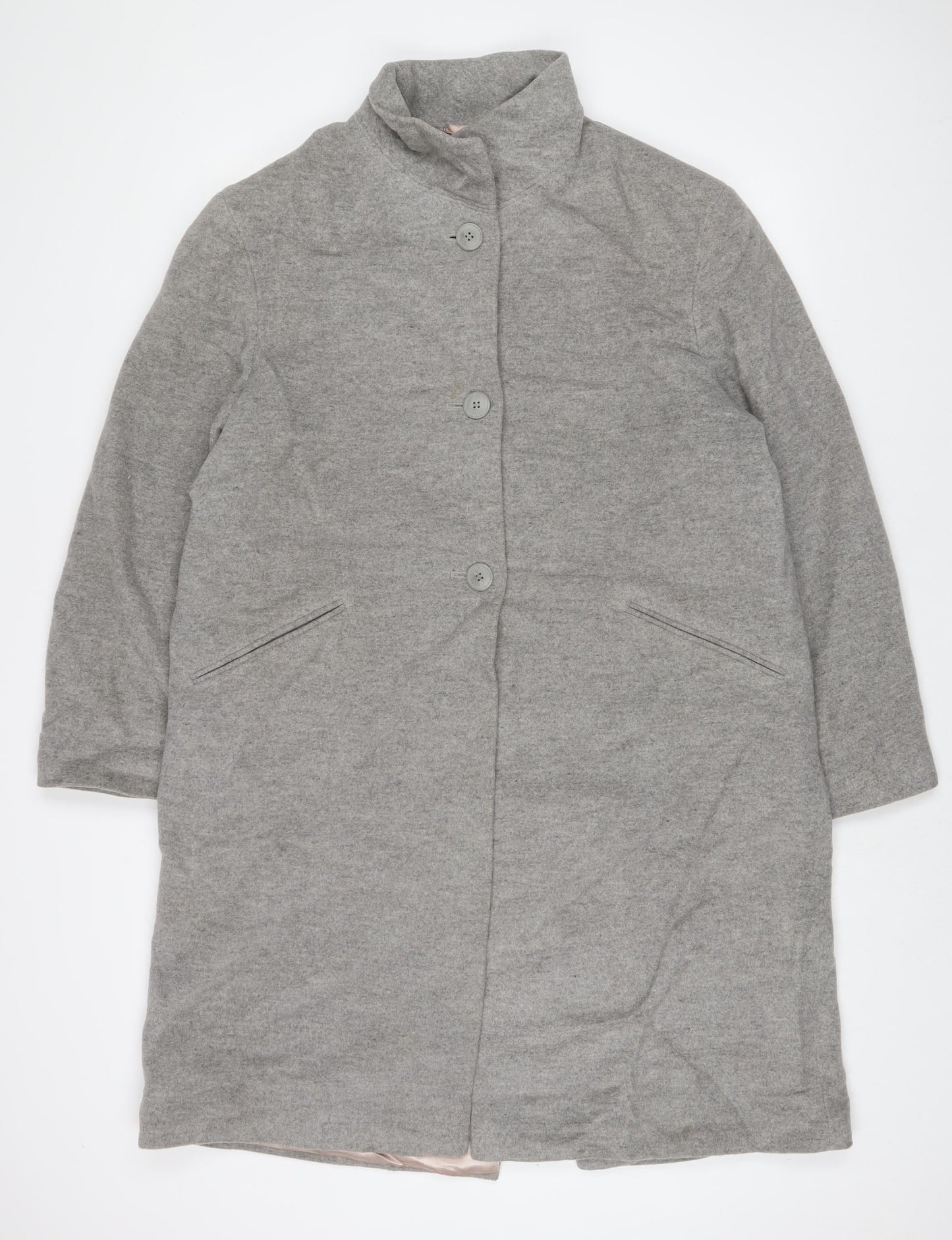 NEXT Womens Grey Overcoat Coat Size 12 Button