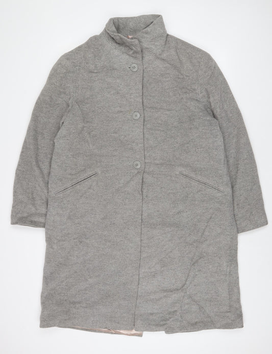 NEXT Womens Grey Overcoat Coat Size 12 Button