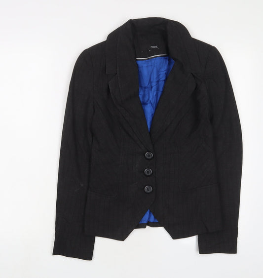 NEXT Womens Grey Striped Jacket Blazer Size 8 Button