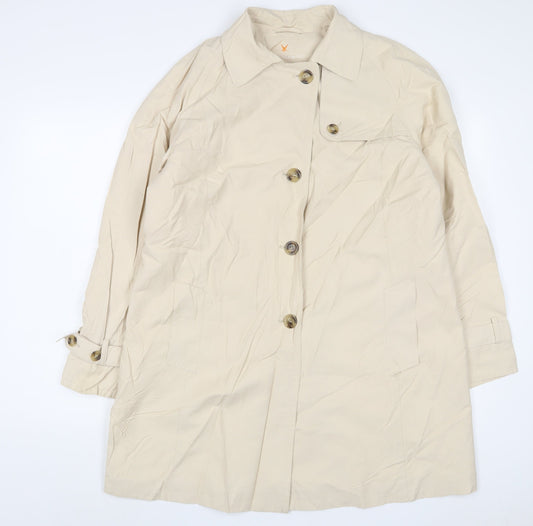 Fuchs Schmitt Womens Beige Overcoat Coat Size 16 Button