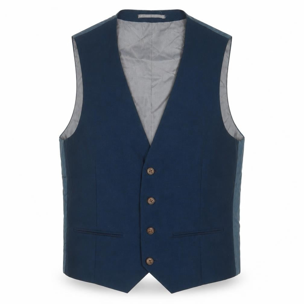 ONESIX5IVE Mens Blue Polyester Jacket Suit Waistcoat Size 36 Regular