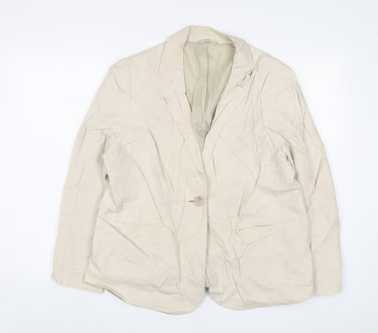 EWM Womens Beige Jacket Blazer Size 18 Button